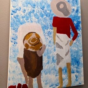 Original professional painting ladies picking flowers